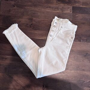 NWT Madewell High Rise Skinny Button Fly  Raw Hem‎ White Jeans Size 26 MSRP $138